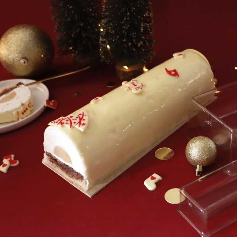 Lot de 2 moules pour bûche traditionnelle de Noël