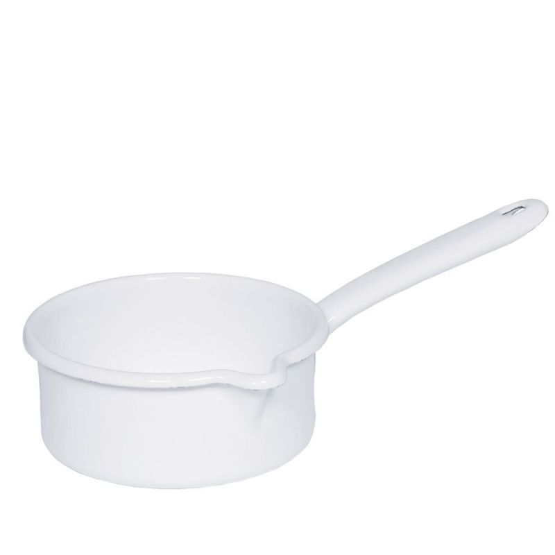 Casserole blanche en émail...
