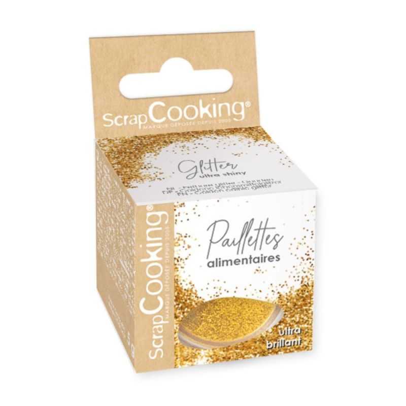 Poudre pailletée comestible or