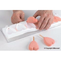 Moule à glace silicone 12 mini cœurs