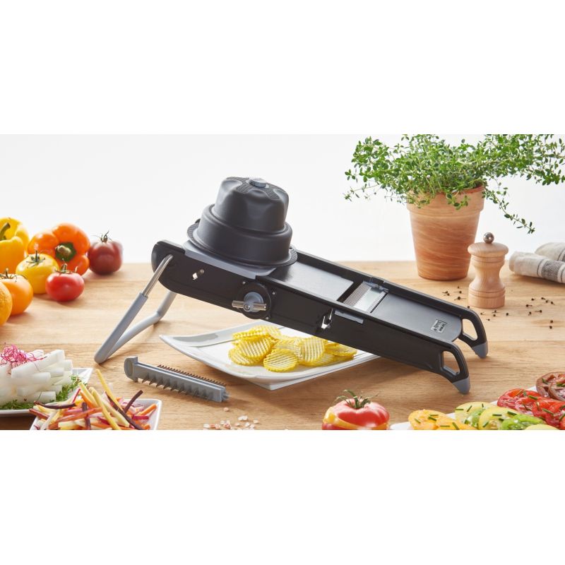 Mandoline Professionnelle CUISAMIX Mandolix - Multifonction, Tranchant, Facile à Nettoyer (noir)