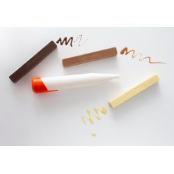 Stylo à pâtissier + cartouches de chocolat blanc, au lait et noir