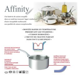 LOT DE 3 CASSEROLES AFFINITY INOX Ø 16-18-20CM