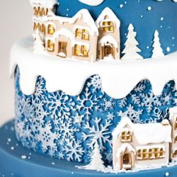 Gâteau de Noël effet flocons de neige