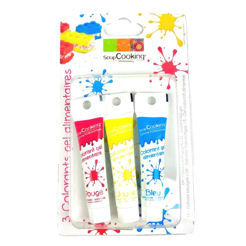 Lot de 3 Colorants Liposolubles en Poudre Rouge / Bleu / Jaune Scrapcooking  - , Achat, Vente