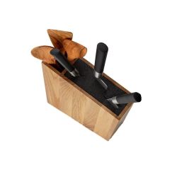 Coninx Bloc Couteaux de Cuisine en bois Hévéa, Range Couteaux de Cuisine, Porte Couteau universel, Pieds Antidérapants, Rangement ustensiles cuisine