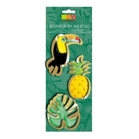 3 emporte-pièces Toucan, Ananas et Feuille Tropicale