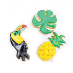 Sablés en forme de Toucan, Ananas et Feuille Tropicale