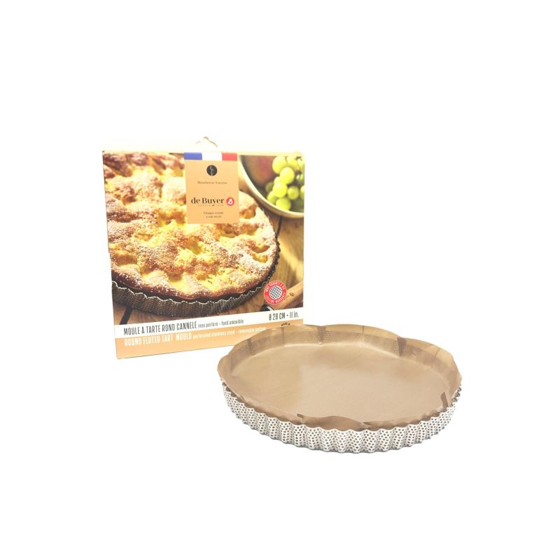 Moule à tarte à fond amovible, acier, 28 cm - de Buyer