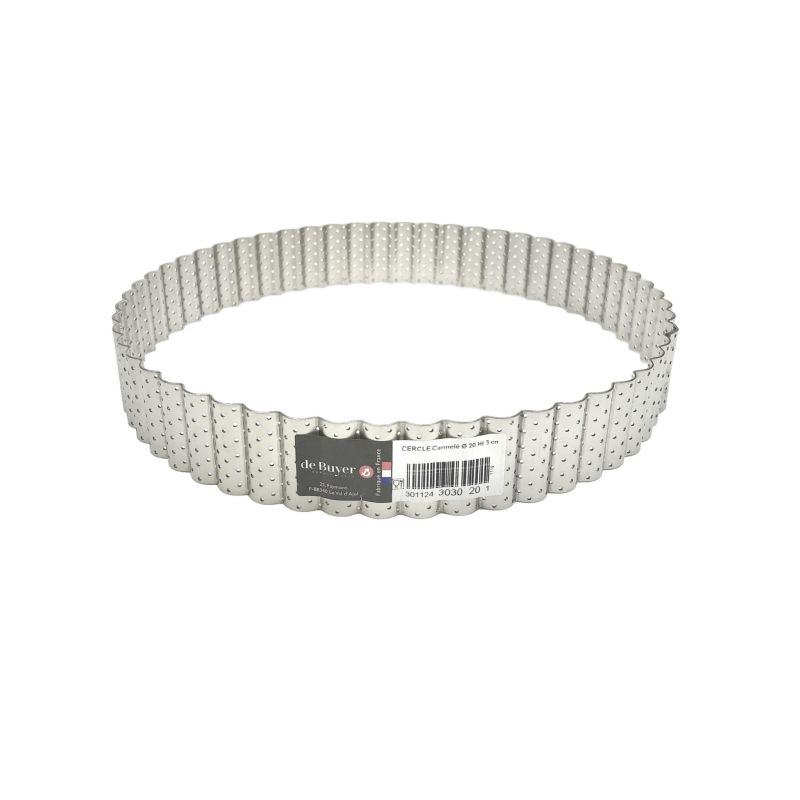 Cercle à tarte perforé cannelé - rond - Diamètre cm 20 cm