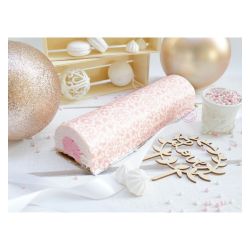 Dessert de Noël : bûche décorée avec de la dentelle en sucre