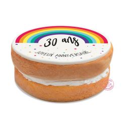 Gâteau décoré avec de la pâte à sucre Arc-en-ciel