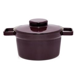 Casserole et cocotte noir aubergine 20 cm d'hauteur en acier et émail