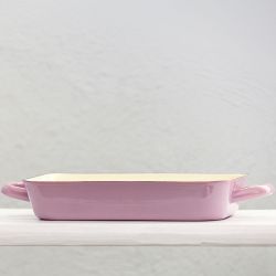 Plat à rôtir Riess en acier émaillé rose pastel