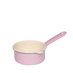 Casserole rose en acier émaillé avec bec verseur