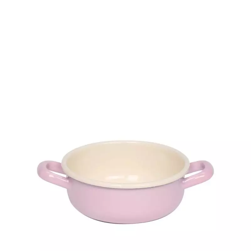 Casserole avec anses rose en acier émaillé