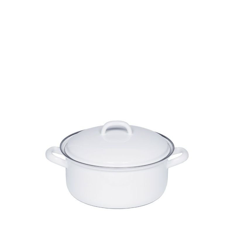 Faitout blanc avec couvercle en émail 12 cm