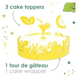 Coffret complet décoration "Mojito" pour gâteau