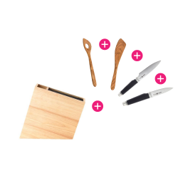 Coffret Bloc de Couteaux avec rangement + 2 couteaux + 2 spatules