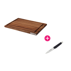 Set Planche Acacia avec rigole et Couteau d'office FK2 9 cm