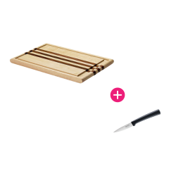 Set Planche bois avec bandes et couteau d'office 8 cm