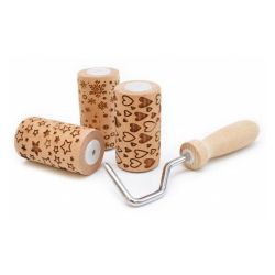 Mini rouleaux en bois de hêtre pour motifs biscuits