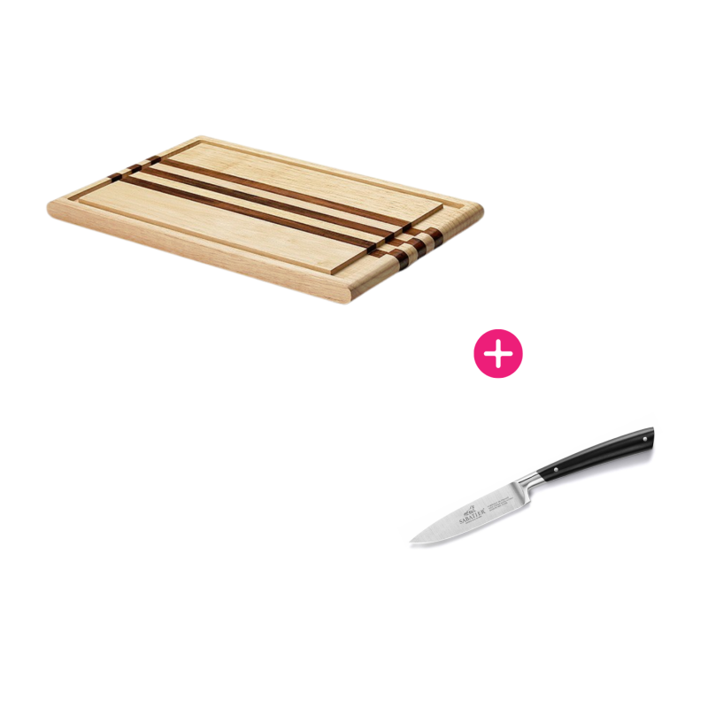 Planche à découper en bois avec couteau d'office 10cm