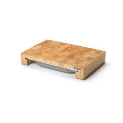 Planche à découper bois avec tiroir en acier 39 cm