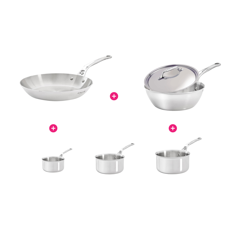 Set De Casseroles 5 Pièces Inox Acier Inoxydable Tous Feux Dont Induction -  Casserole - Poêle - Wok BUT