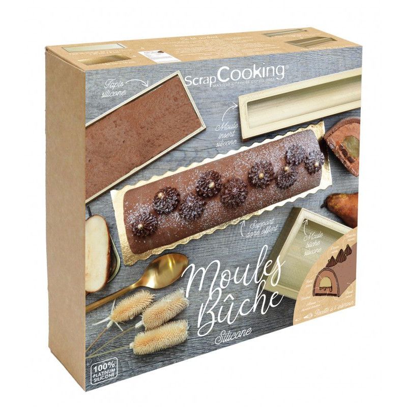 Coffret de 3 moules à bûches silicone dorés - Moule à bûche