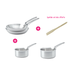 Pack 2 casseroles + 2 poêles Alchimy et spatule en bois