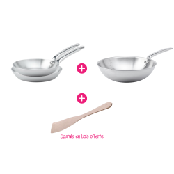 Pack 2 poêles, wok Alchimy et spatule en bois