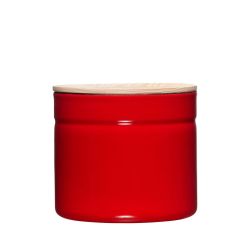 Boîte de rangement 1,35 litre en acier émaillé rouge Riess