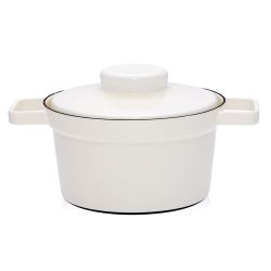 Cocotte et casserole en acier émaillé 20 cm de diamètre couleur blanc brillant