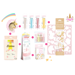 pack layer cake et biscuits licorne