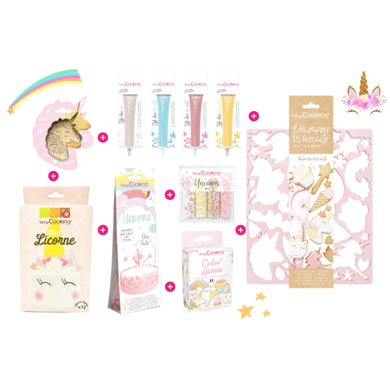 Coffret 4 ustensiles de pâtisserie pour enfant Scrapcooking - Licorne