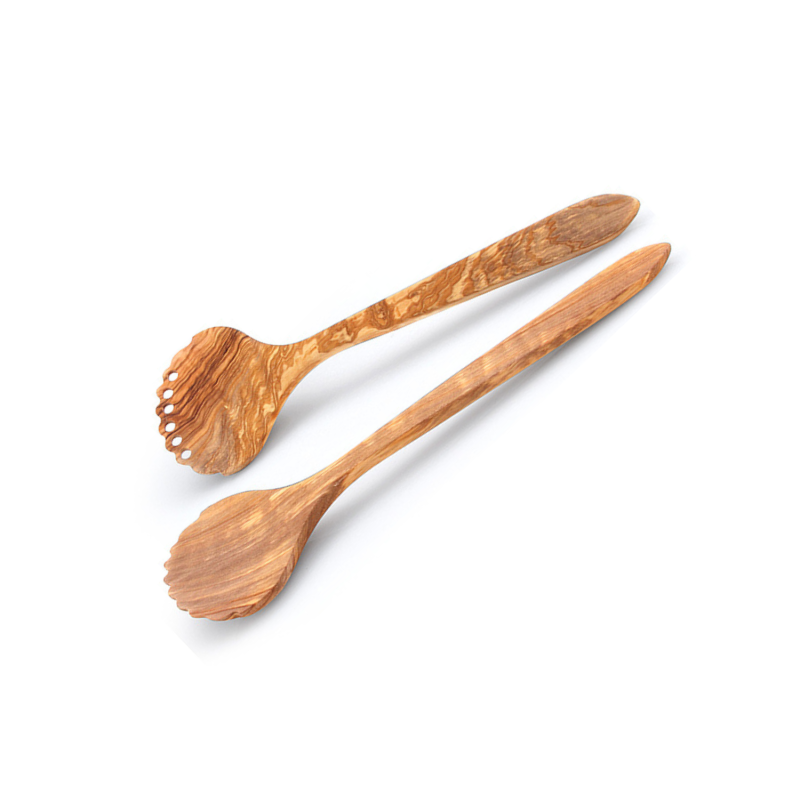 Set de 2 couverts à salade en bois d'olivier 31,5cm