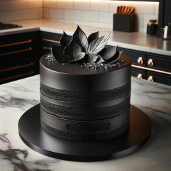 présentation de gâteau avec support à gâteau noir