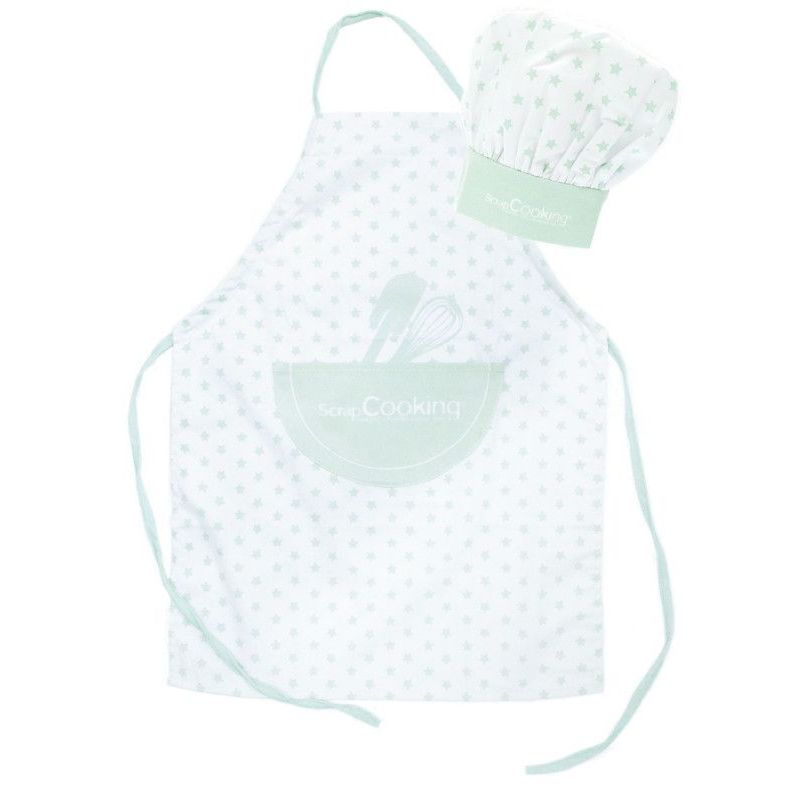 WEONE Tablier Enfant et Chapeau de Chef Set, Réglables Tabliers de Cuisine avec 2 Poches pour Filles Garçons, Bambin Tablier de Chef de Jardin pour Cuisson Peinture l'artisanat (7-13 Ans) (Blanc