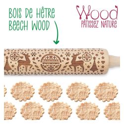 Rouleau en bois de hêtre motifs Noël