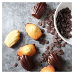 Madeleines nature et chocolat avec le moule en silicone