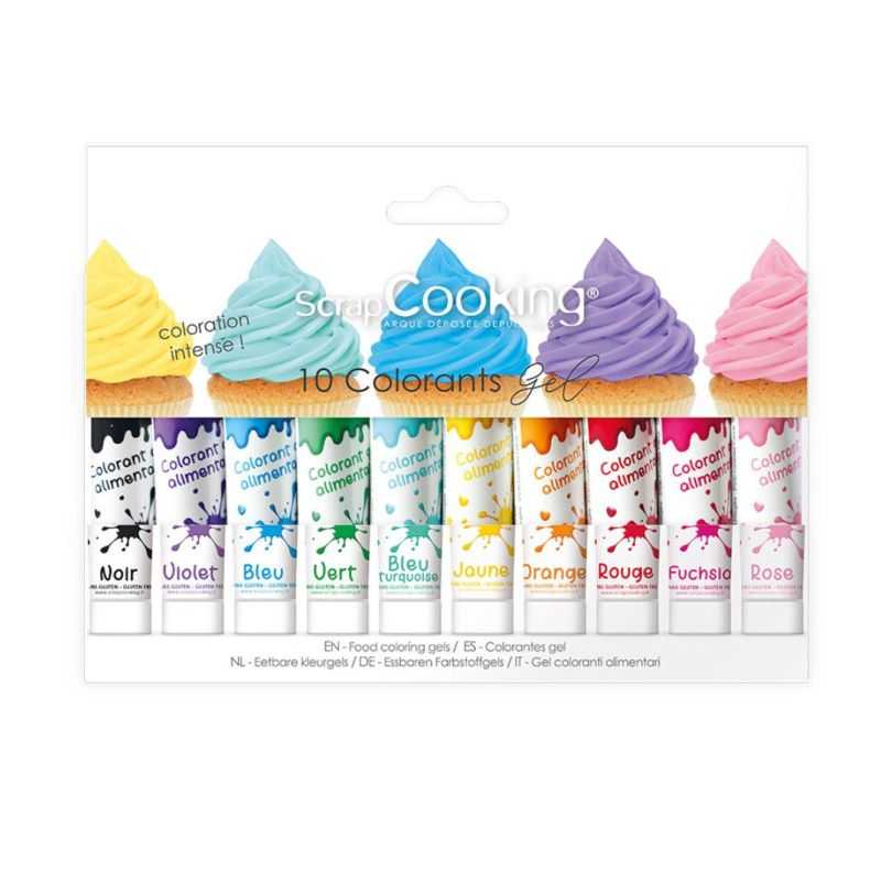 10 colorants alimentaires en gel couleurs intenses- SCRAPCOOKING