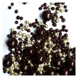 Perles chocolat noir et doré en 50g
