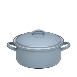 Casserole avec couvercle gris en émail 20cm