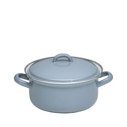 Casserole avec couvercle gris en émail 18cm