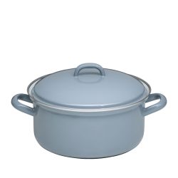 Casserole avec couvercle gris en émail 22cm