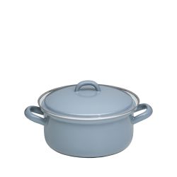 Casserole avec couvercle gris en émail 16cm