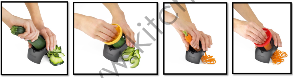 Une utilisation simple du coupe légume en spirale et en julienne et son poussoir
