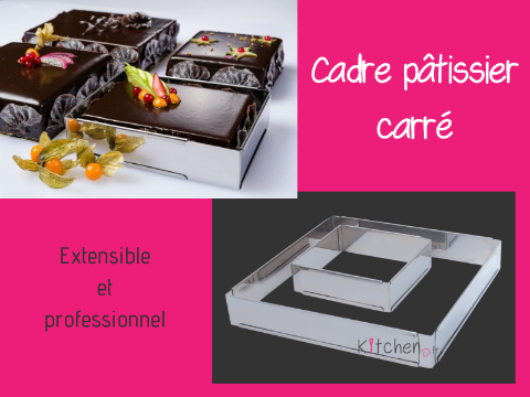 Les cadres à pâtisserie de forme carrée sont pratiques pour tous vos desserts.