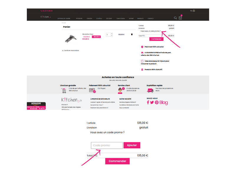 Entrez votre code promotionnel dans l’encadré dédié.